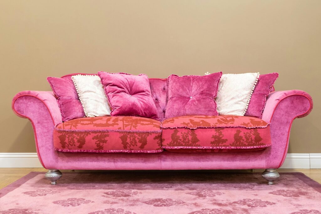 Morningside luxe upholstery Hand crafted pink couch